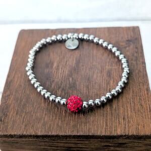 Rustic Cuff Mini Ireland Bracelet Silver Tone & Red
